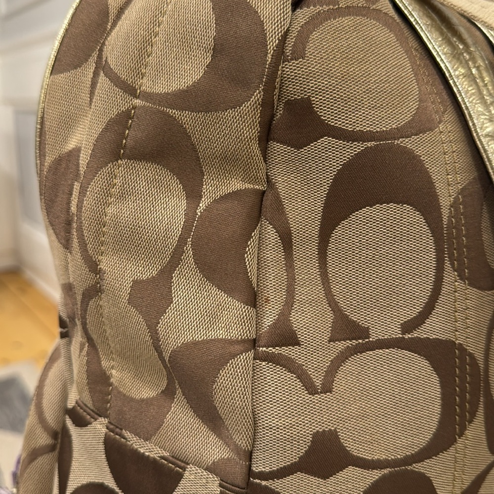 Coach Bag Vintage Signature Logo Brown and Tan Monogram Backpack - Picture 10 of 16